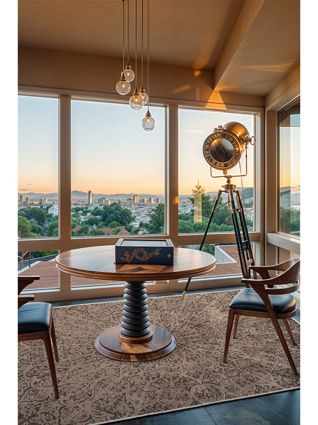 Kahverengi Dekoratif Özel Tasarım Yıkanabilir İnce Kaymaz Tabanlı Modern Halı KECE FR01-1