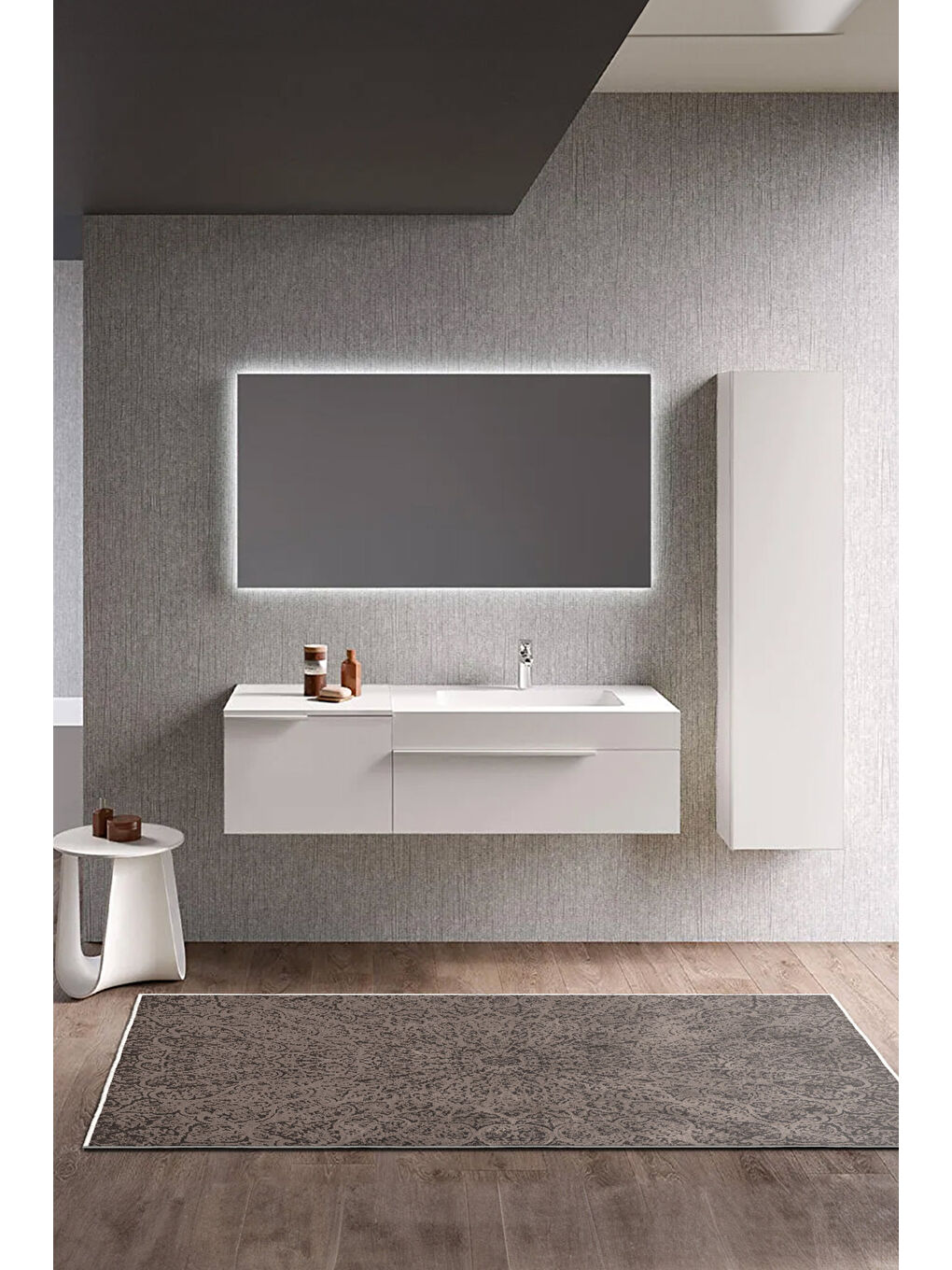 Kahverengi Dekoratif Özel Tasarım Yıkanabilir İnce Kaymaz Tabanlı Modern Halı KECE FR01-3