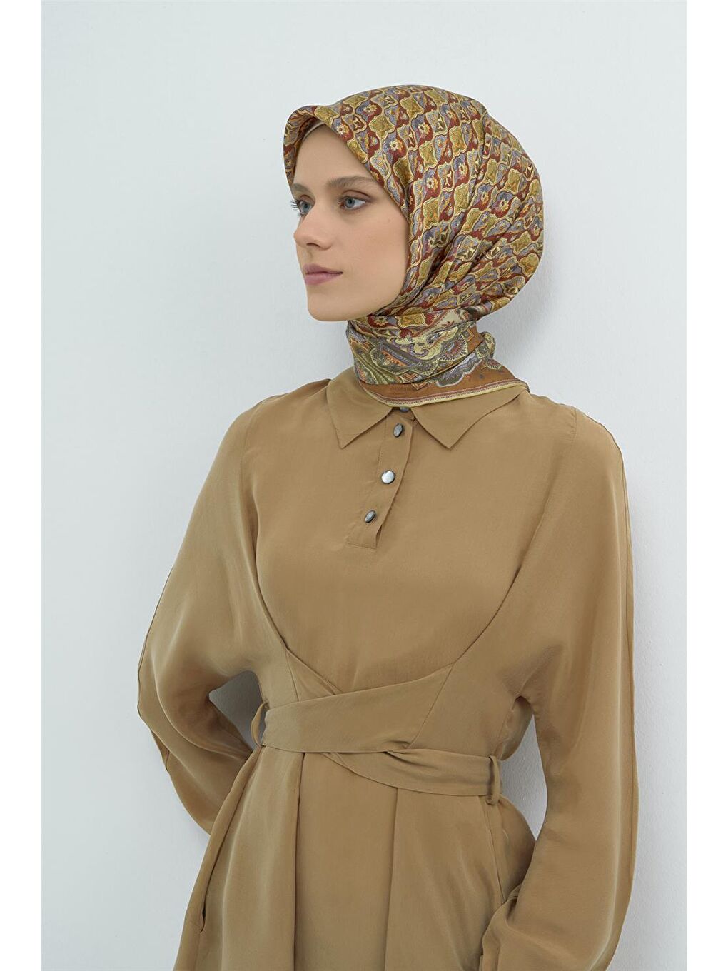 Sarı Saf İpek Sura Eşarp 9518D 52