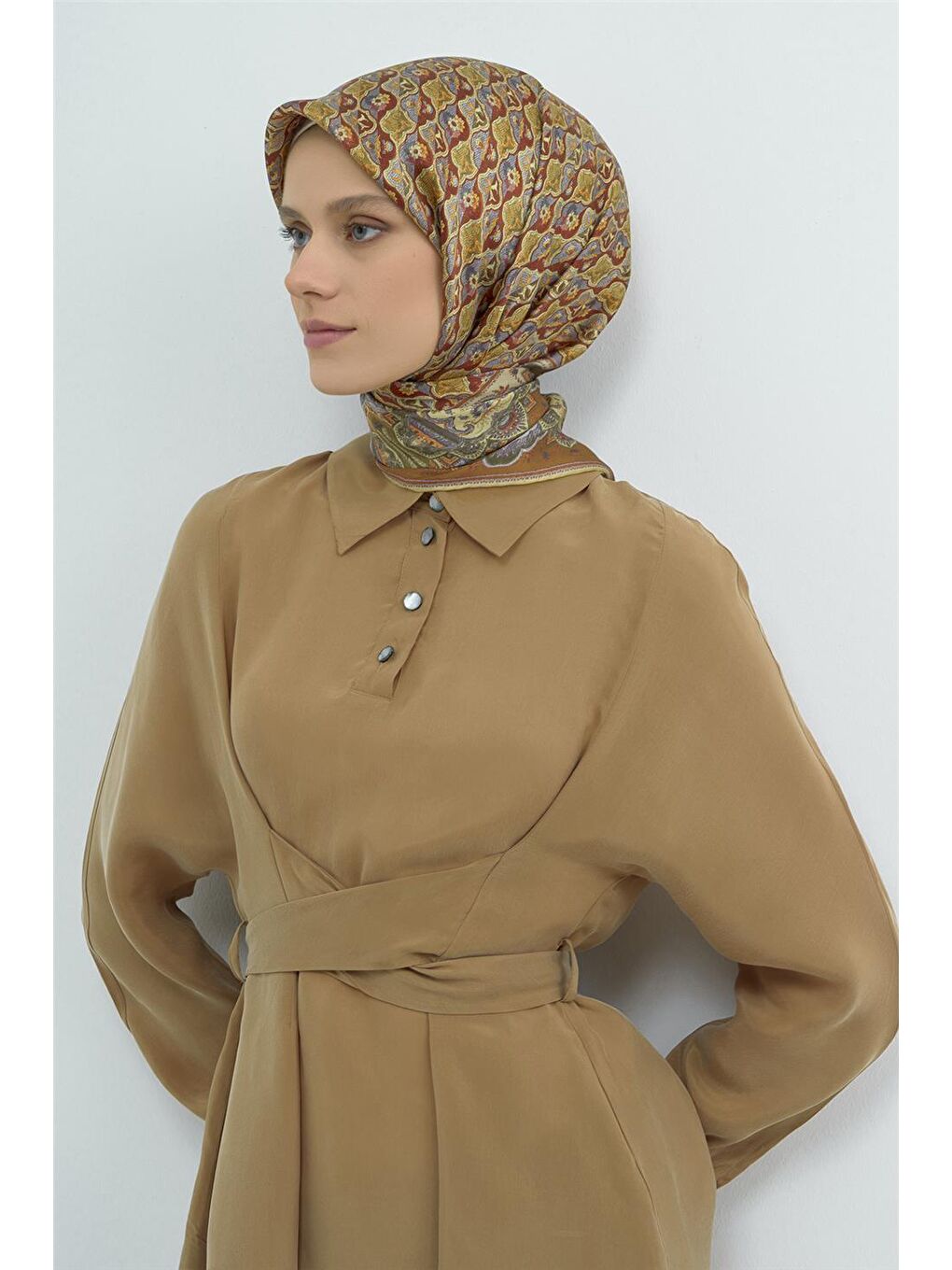 Sarı Saf İpek Sura Eşarp 9518D 52-1