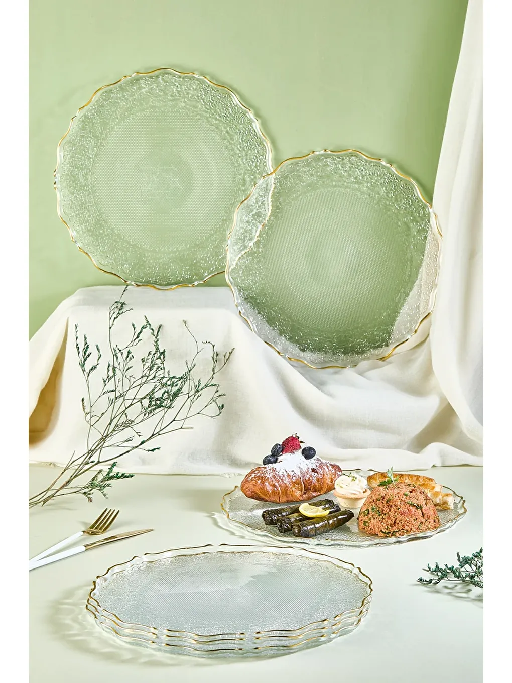 Renksiz Goblen 28 Cm 6 Parça Servis Sunum Tabağı Seti