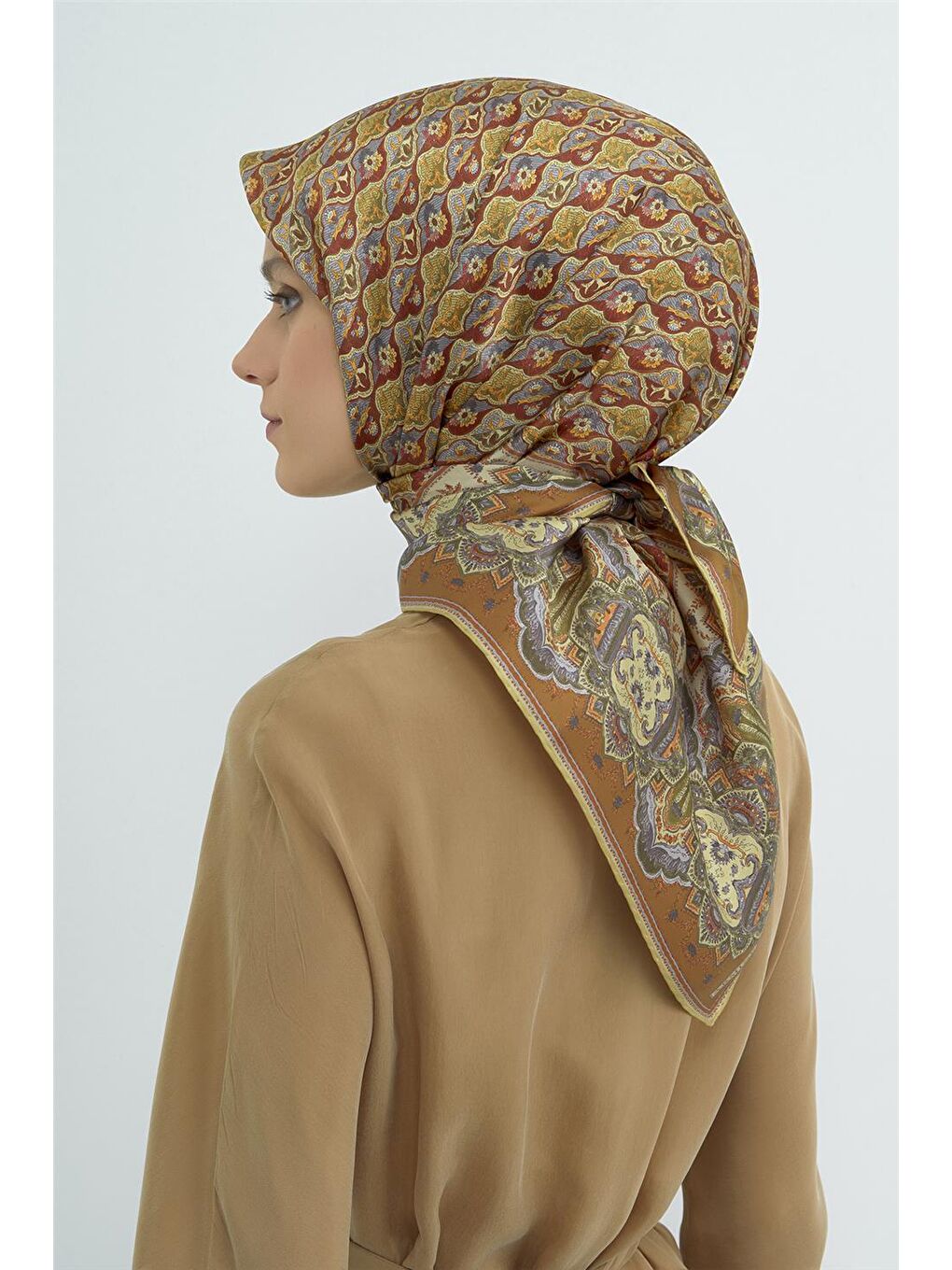 Sarı Saf İpek Sura Eşarp 9518D 52-2