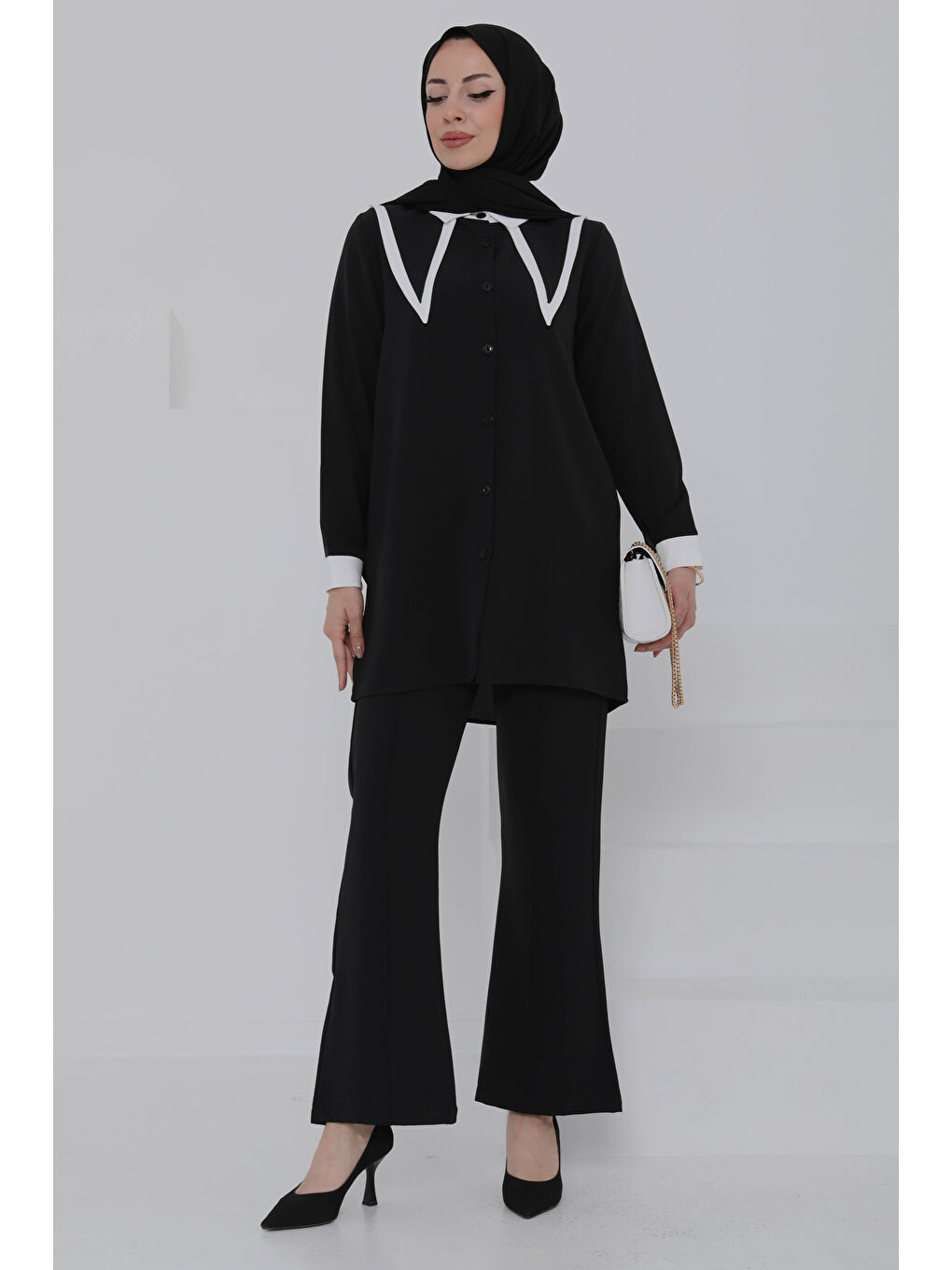 Çift Yakalı Linda Takım Siyah - 27020-2