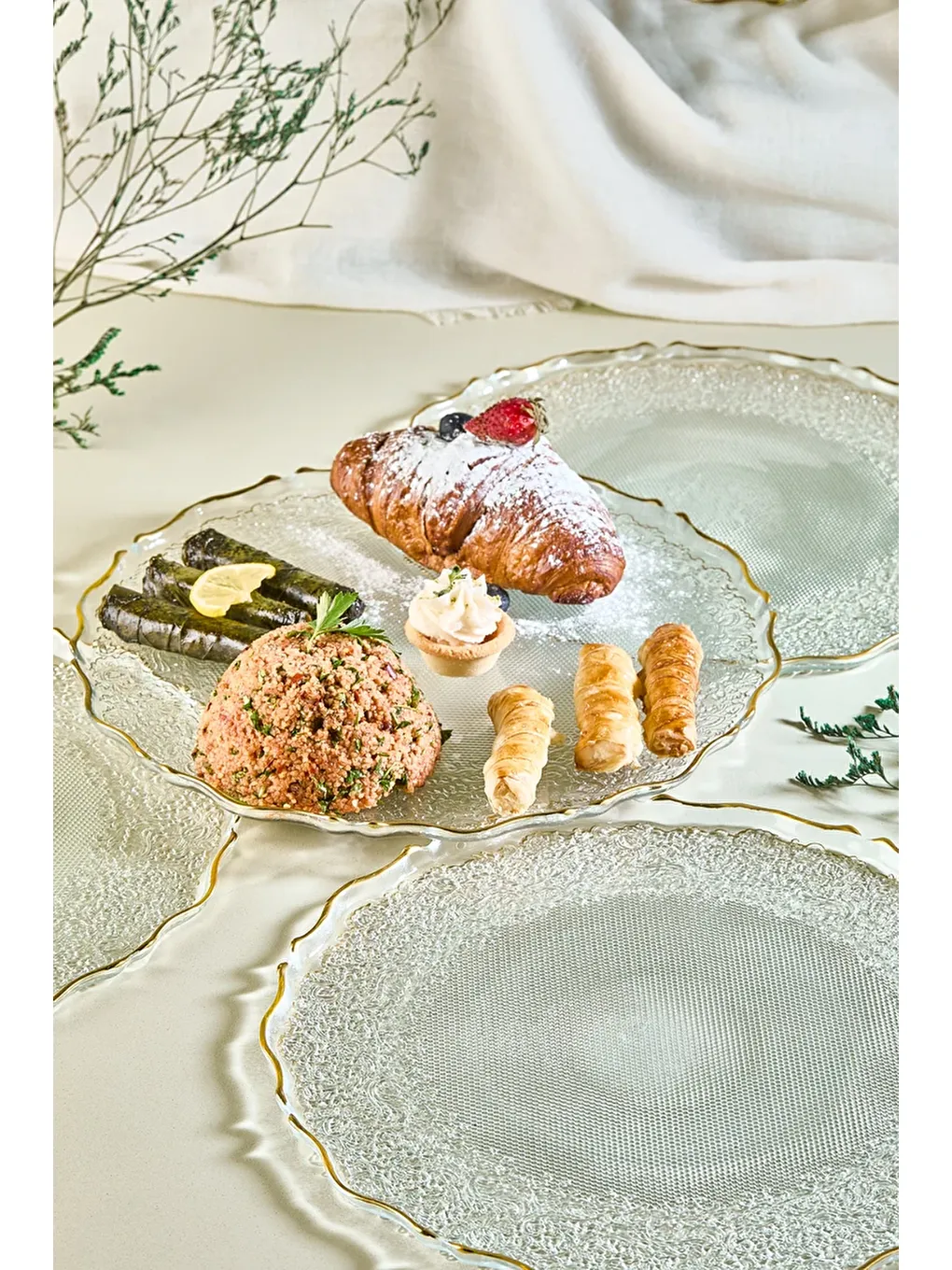 Renksiz Goblen 28 Cm 6 Parça Servis Sunum Tabağı Seti-1