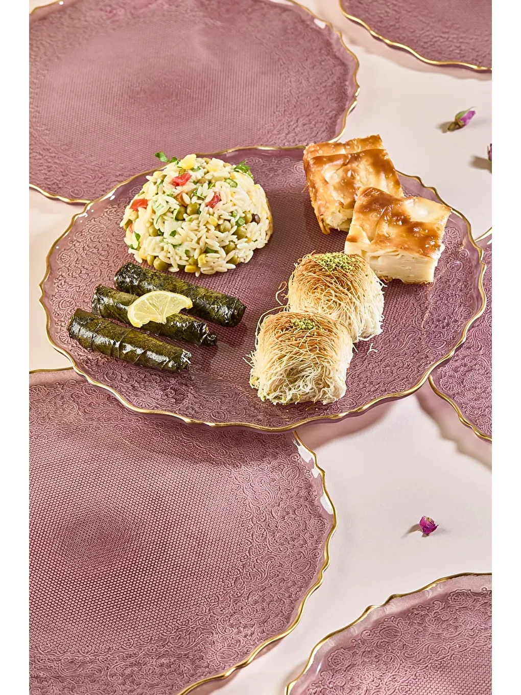 Mürdüm Goblen 28 Cm 6 Parça Servis Sunum Tabağı Seti-1