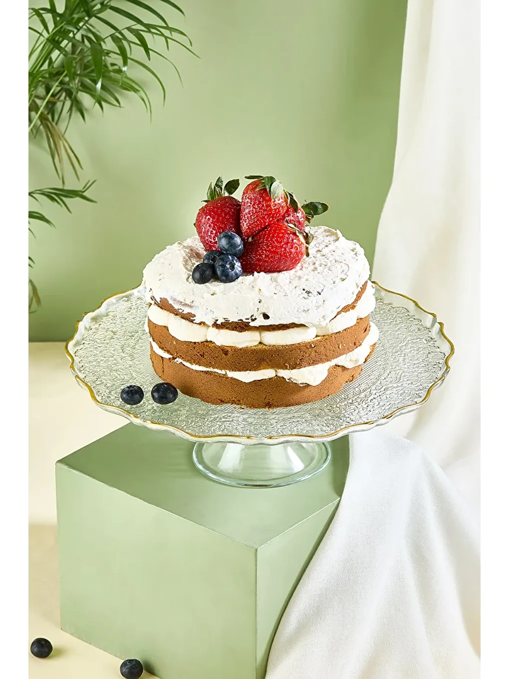 Renksiz Goblen 28 CM Şeffaf Ayaklı Pasta Tabağı Standı-1