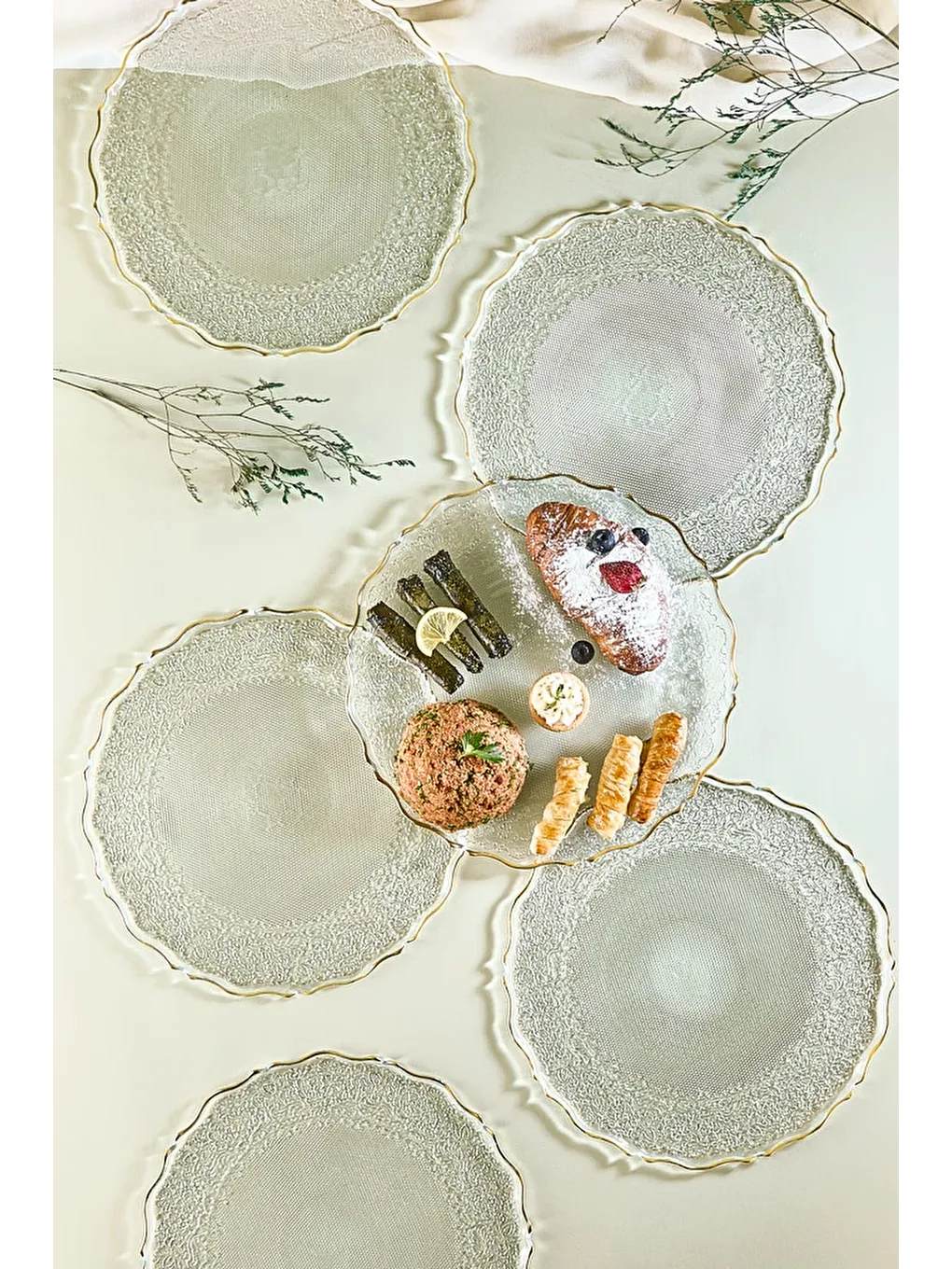 Renksiz Goblen 28 Cm 6 Parça Servis Sunum Tabağı Seti-2