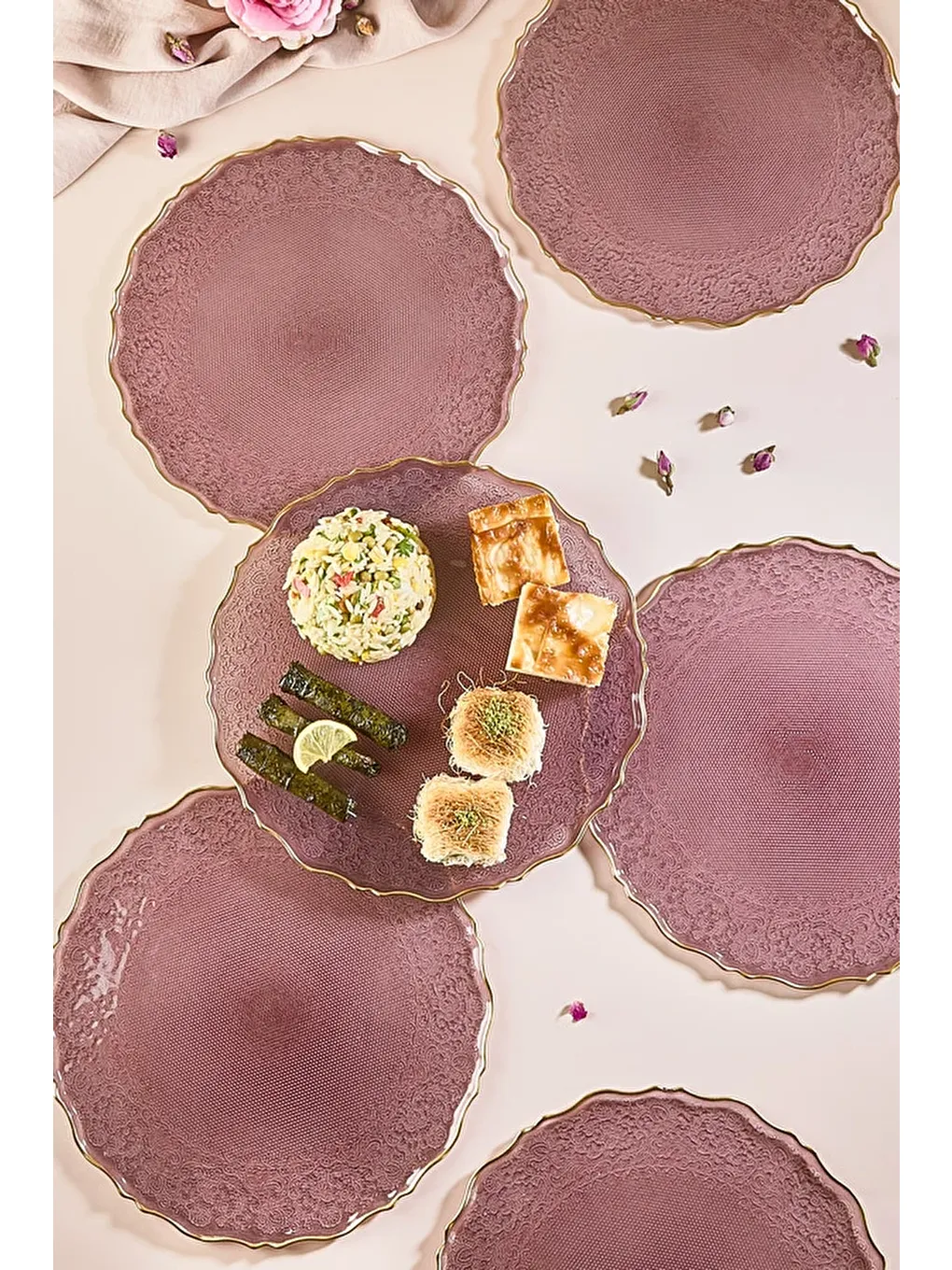 Mürdüm Goblen 28 Cm 6 Parça Servis Sunum Tabağı Seti-2