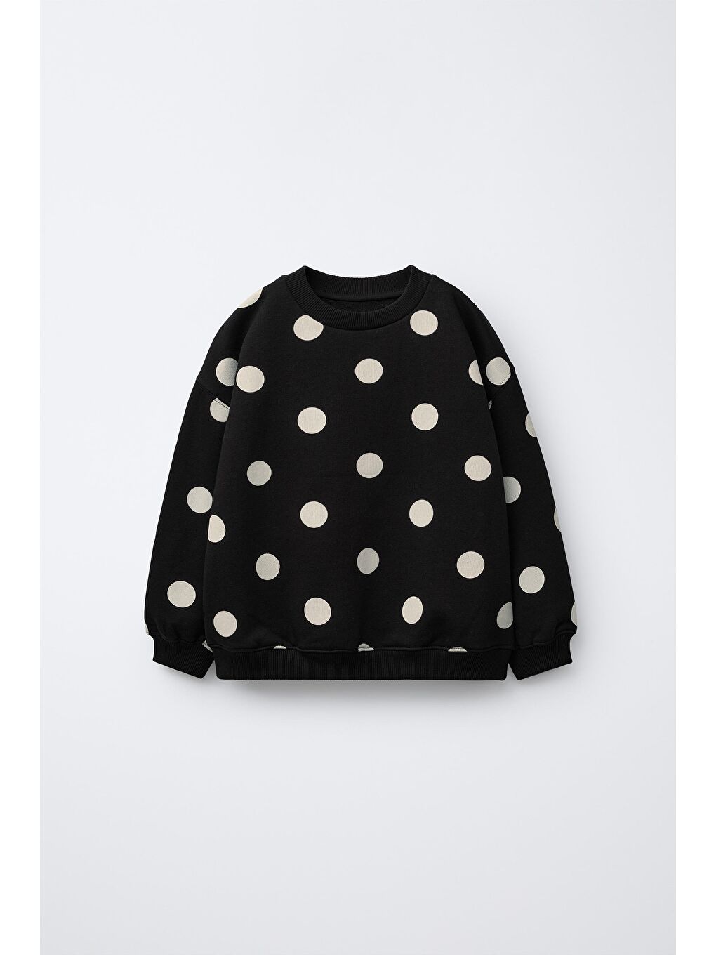 Kız Çocuk Pamuklu Siyah Puantiye Desenli Sweatshirt Tayt Alt-Üst Takım-2