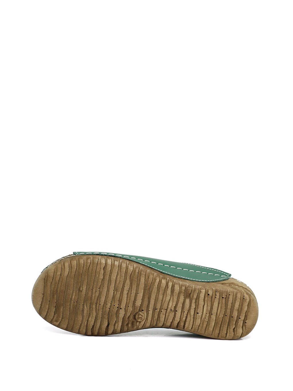 Yeşil Kadın YEŞİL Dolgu Taban Hakiki Deri Terlik-3