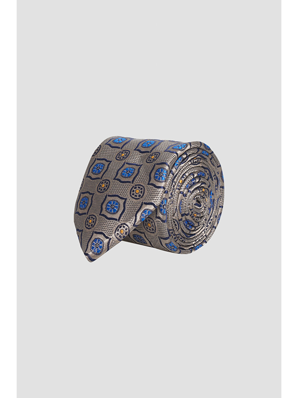 Erkek Antrasit-Mavi Desenli Klasik Kravat