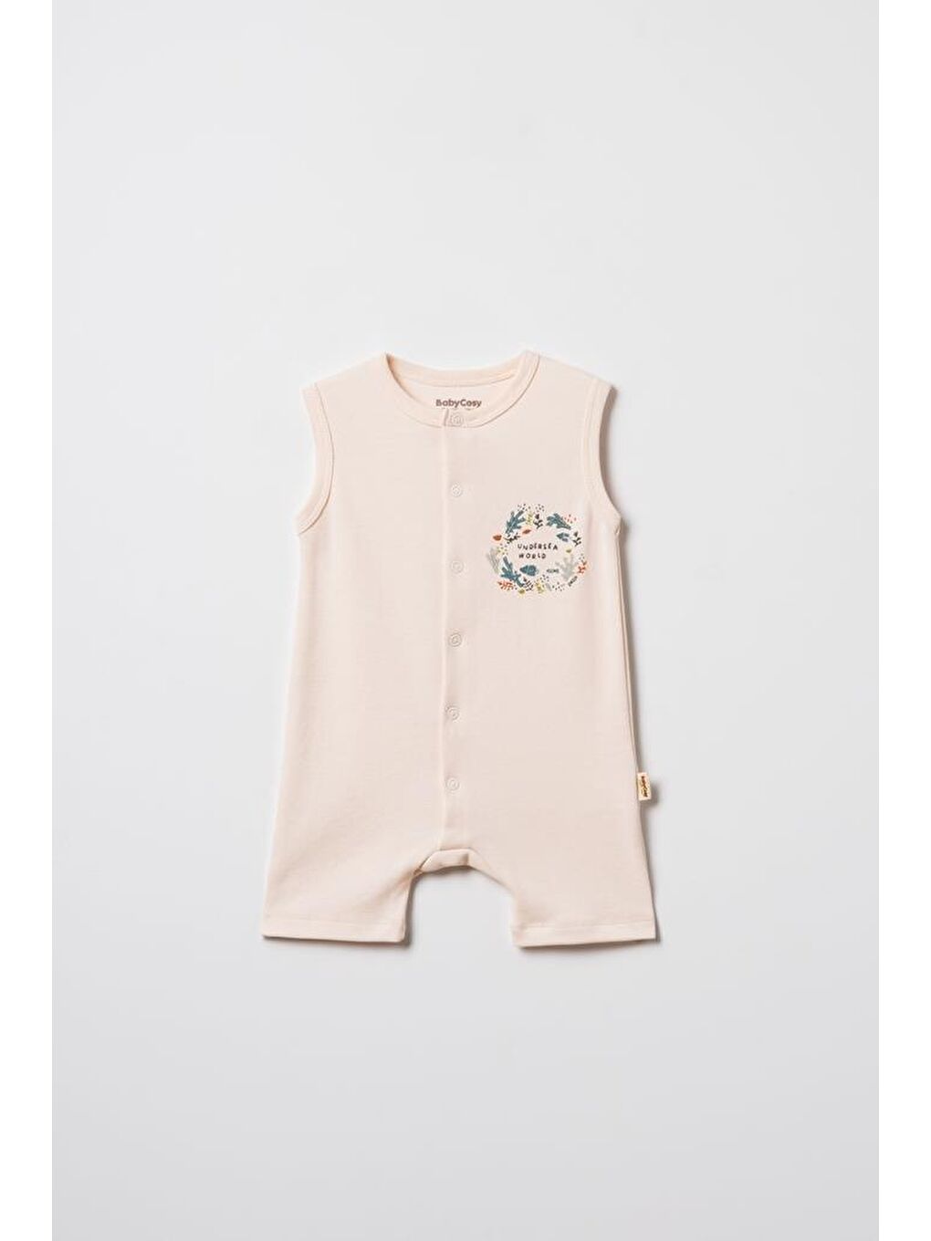 Ekru Bebek Şort Kollu Tulum, %100 Organik Pamuk, Bebek ve Yenidoğan Serisi - CSY8211-8