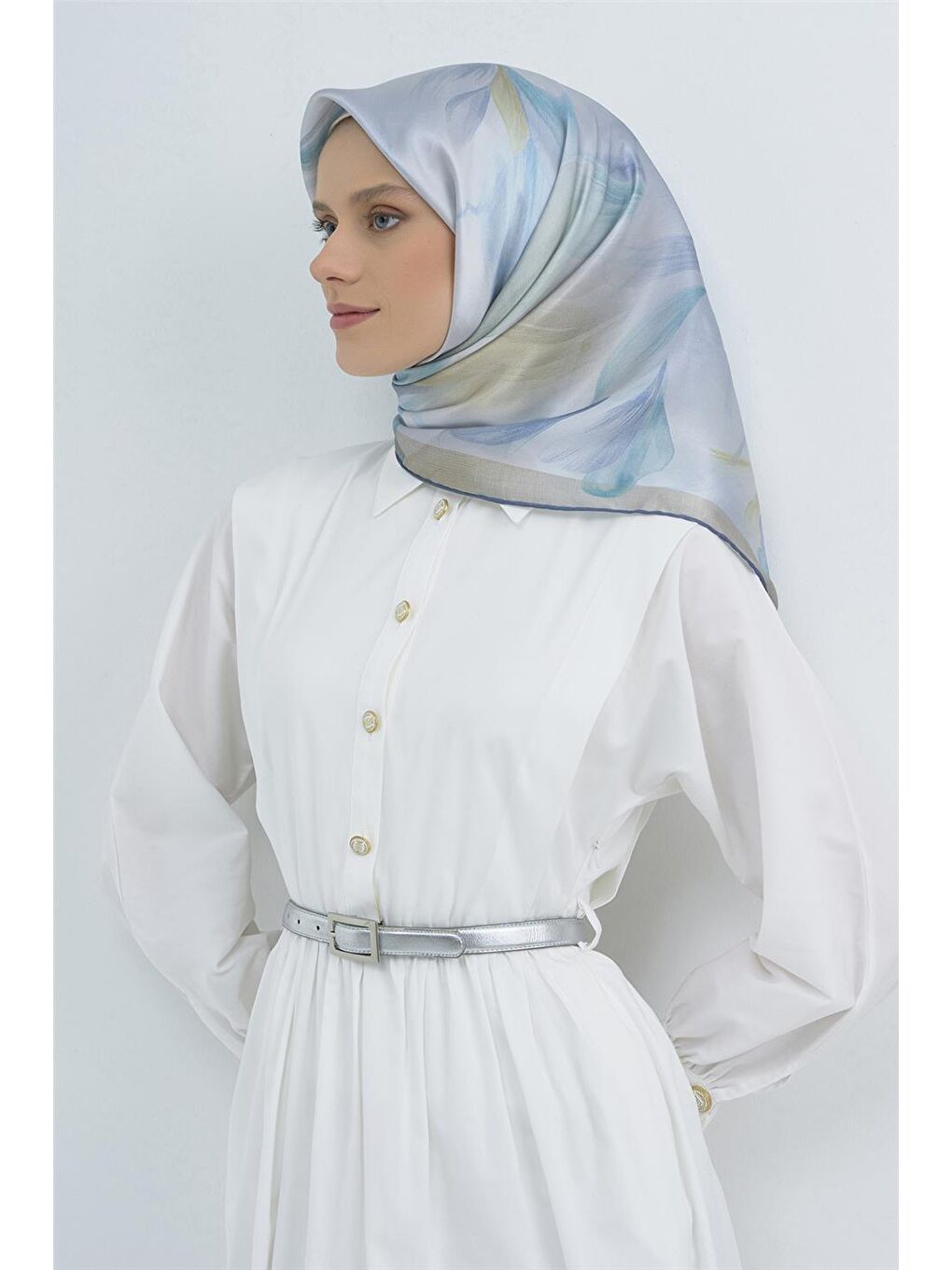 Mavi Saf İpek Sura Eşarp 9519D 03