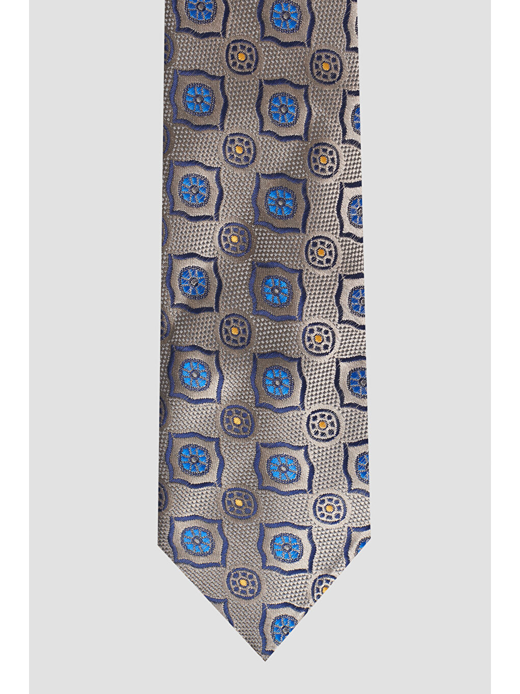 Erkek Antrasit-Mavi Desenli Klasik Kravat-1