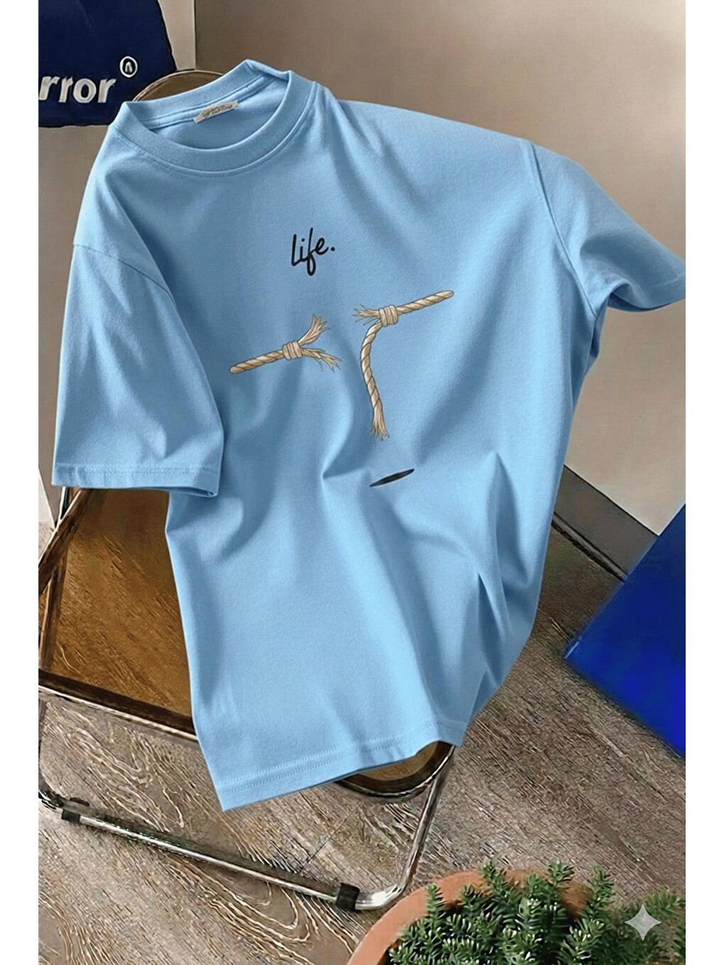 Turkuaz Life Design Minimalist İllüstrasyon Baskılı Unisex Oversize Tişört