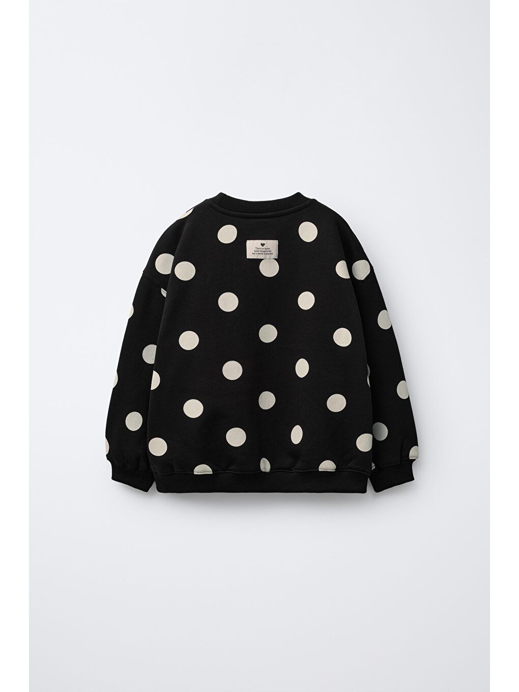 Kız Çocuk Pamuklu Siyah Puantiye Desenli Sweatshirt Tayt Alt-Üst Takım-5