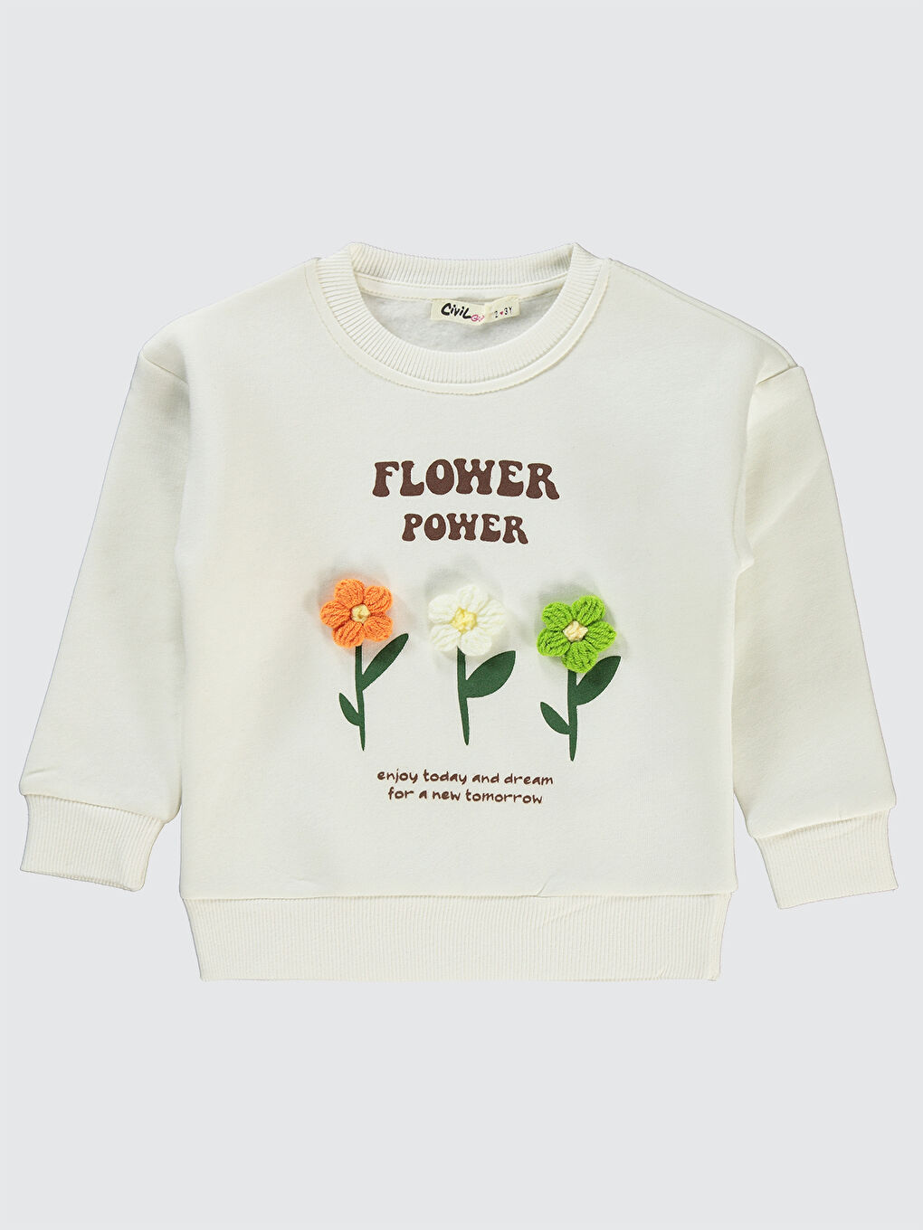 Civil Ekru Girls Kız Çocuk Sweatshirt 2-5 Yaş Ekru