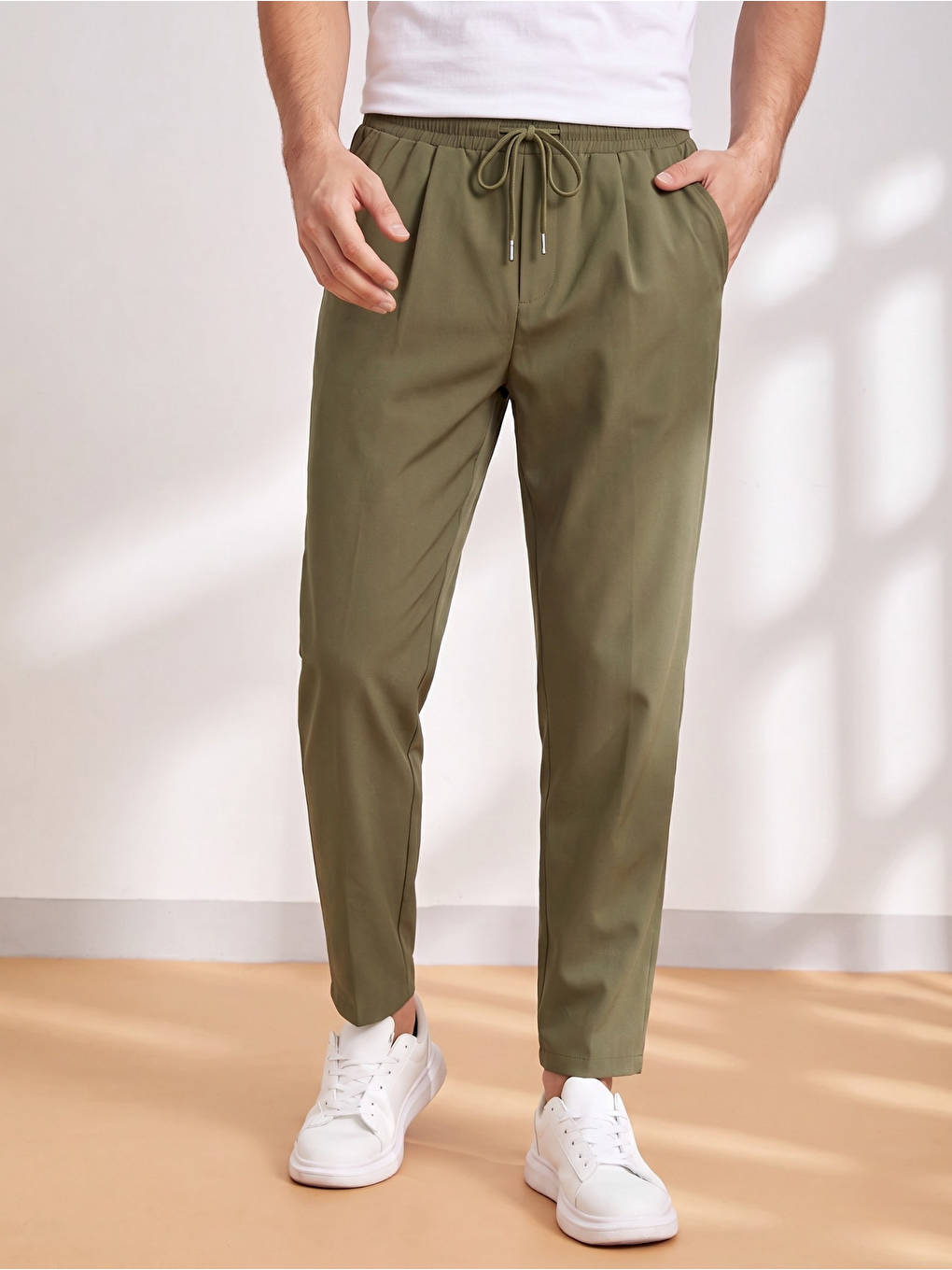 Haki Erkek Pantolon Beli Lastikli Jogger Pantolon Cepli Fit Pantolon ERKEK-JOGGER-1