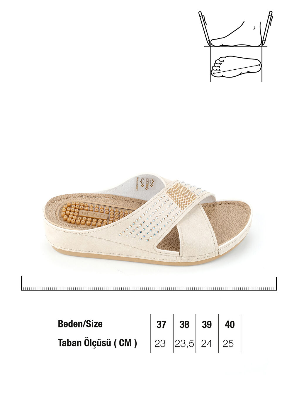 Ekru Yazlık Kadın Rahat Taban Günlük Terlik-1