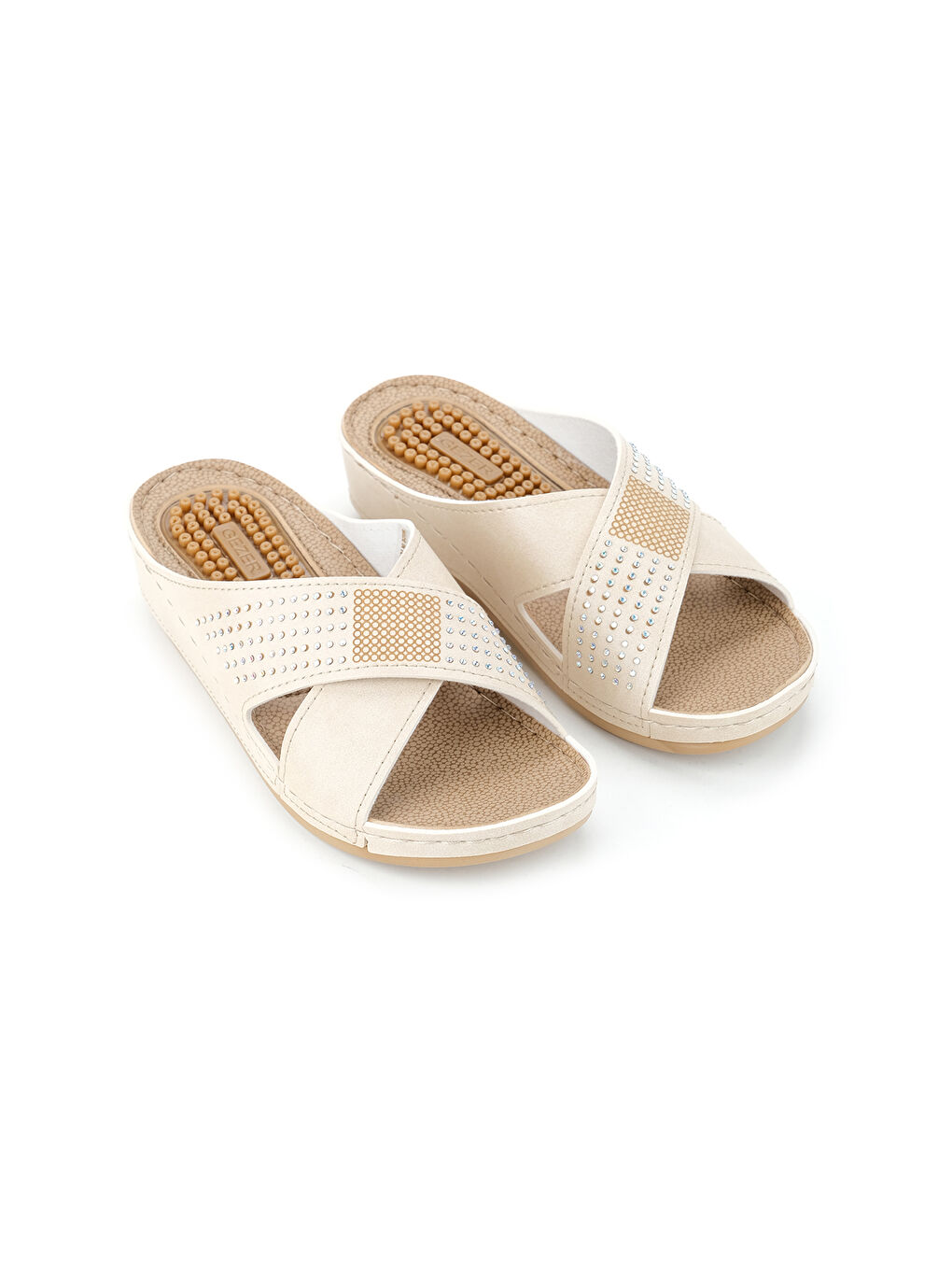 Ekru Yazlık Kadın Rahat Taban Günlük Terlik-2