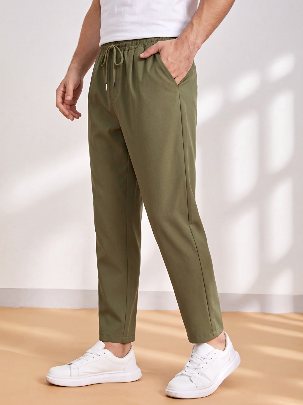 Haki Erkek Pantolon Beli Lastikli Jogger Pantolon Cepli Fit Pantolon ERKEK-JOGGER-2