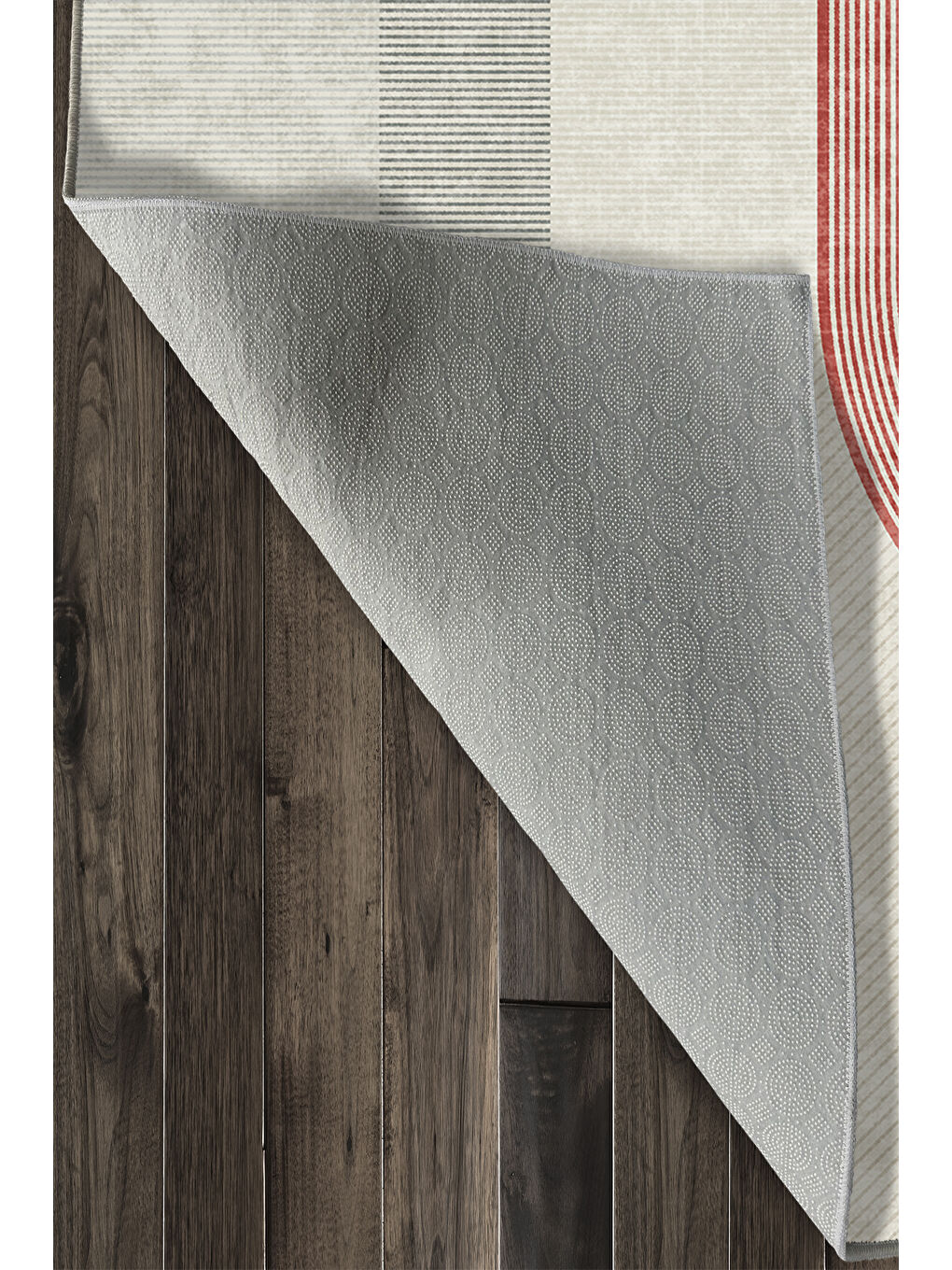 Bej Dekoratif Özel Tasarım Yıkanabilir İnce Kaymaz Tabanlı Modern Halı KECE FR49-4