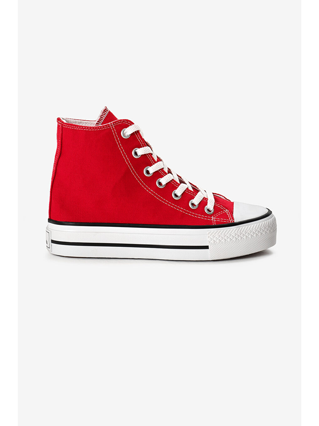 Kadın Kırmızı Termo Kalın Taban Bağcıklı Uzun Keten Spor Ayakkabı-1