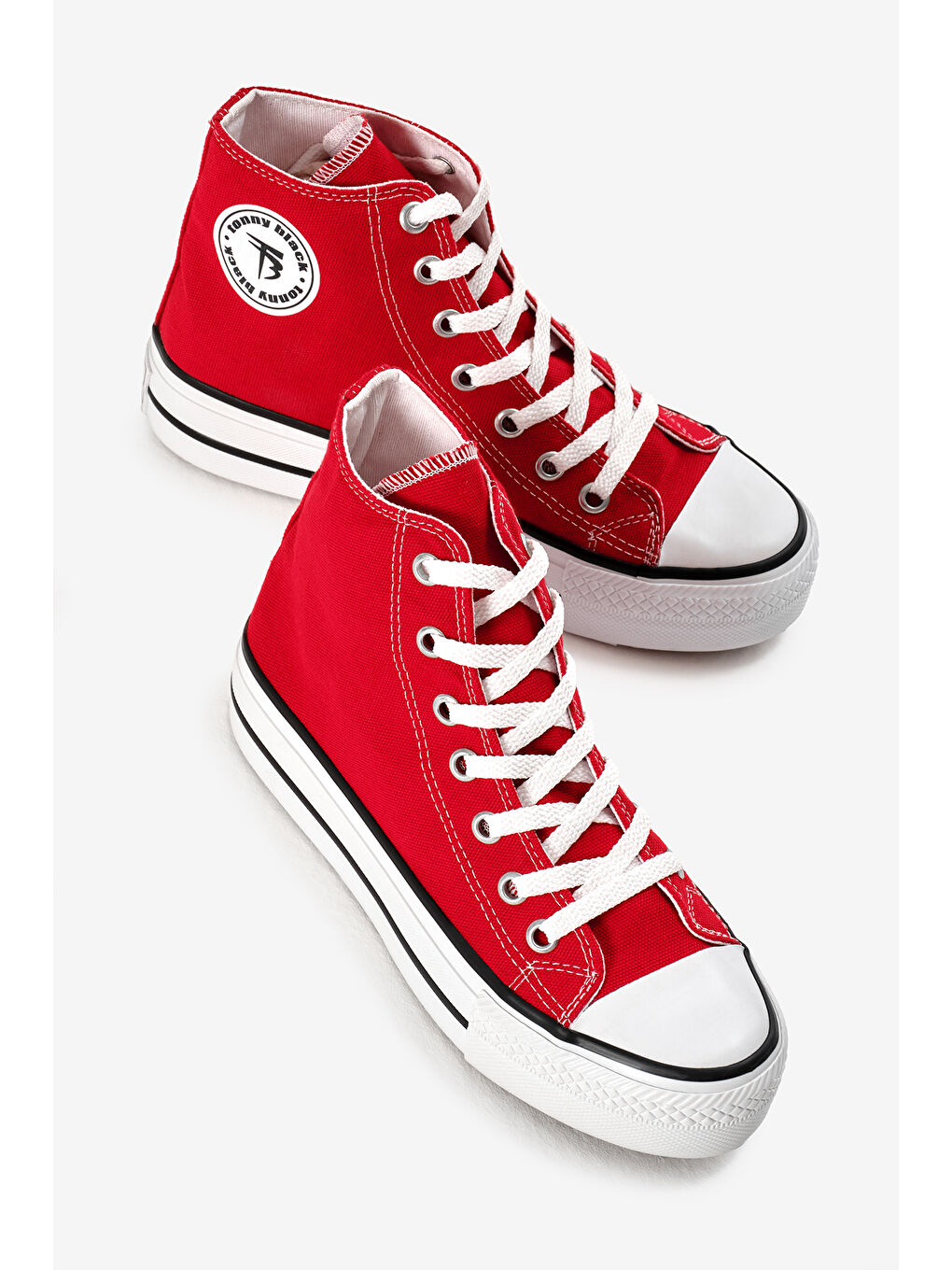 Kadın Kırmızı Termo Kalın Taban Bağcıklı Uzun Keten Spor Ayakkabı-2