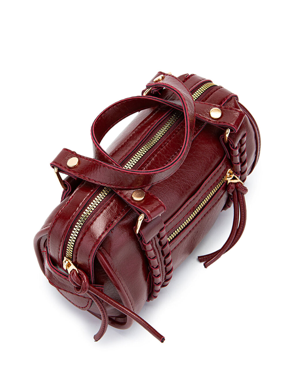 Örgü Ve Sarkıt Detaylı Jimmy Kadın Çapraz Çanta Bordo-2