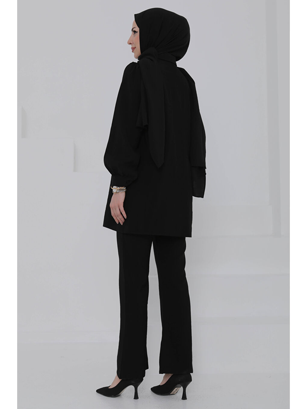 Modal Taşlı İkili Takım Siyah - 27019-6