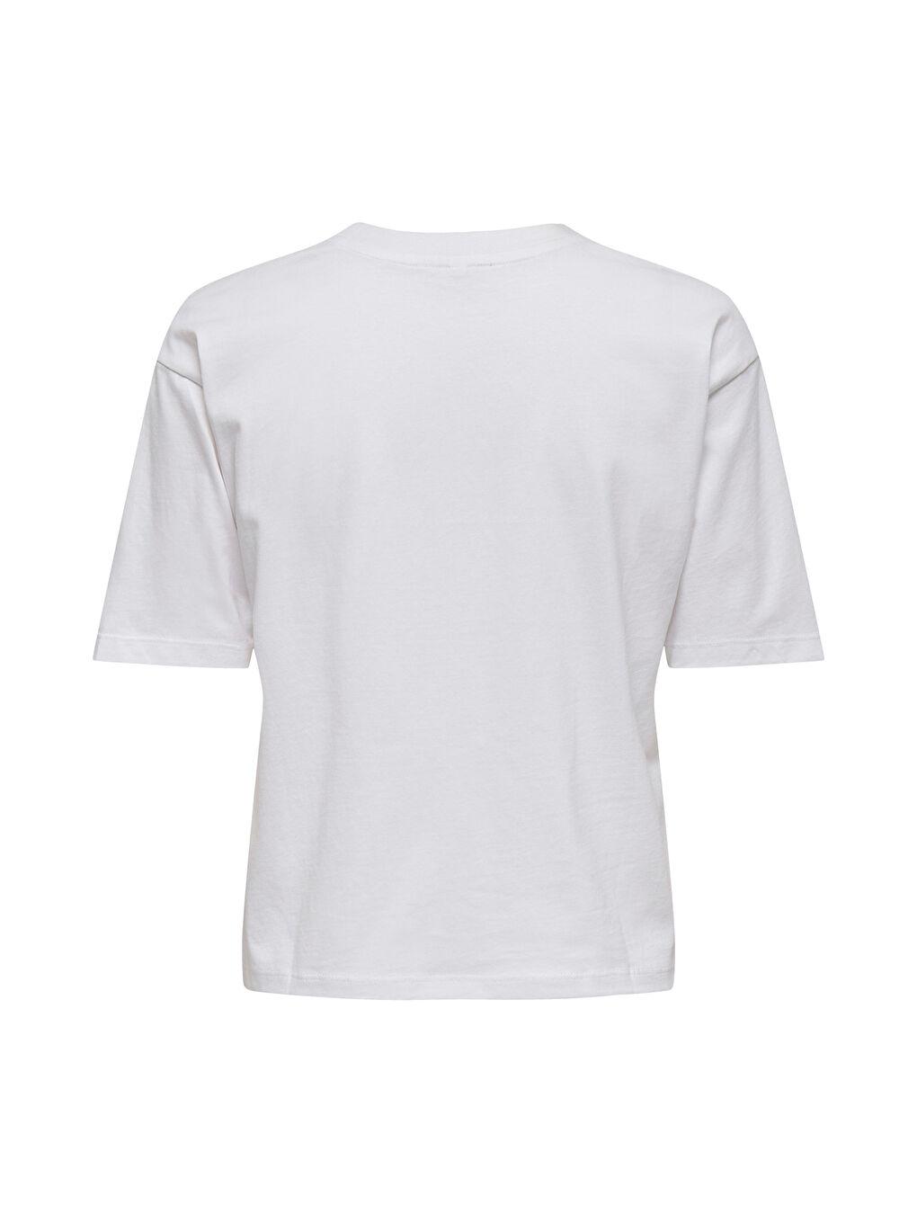 Beyaz Onlrhine Pamuklu Boxy Fit Taş Detaylı Bisiklet Yaka T Shirt 15368901-1