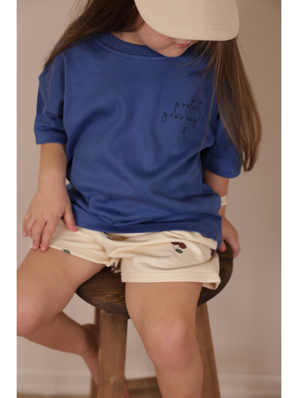 İndigo Nakışlı Oversize T-Shirt-2