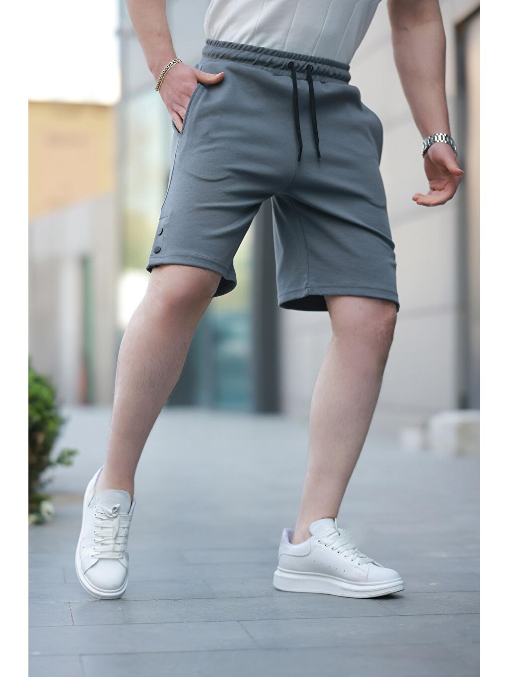 Gri Füme Basic Erkek Şort E6567-1