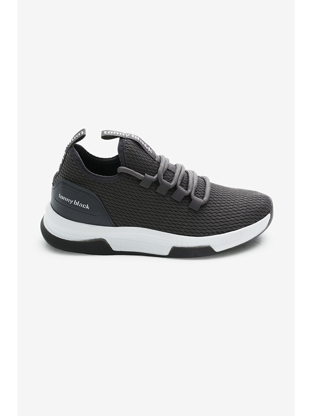 Unisex Koyu Gri Nefes Alabilen Kumaş Poli Taban Bağcıklı Spor Ayakkabı-1