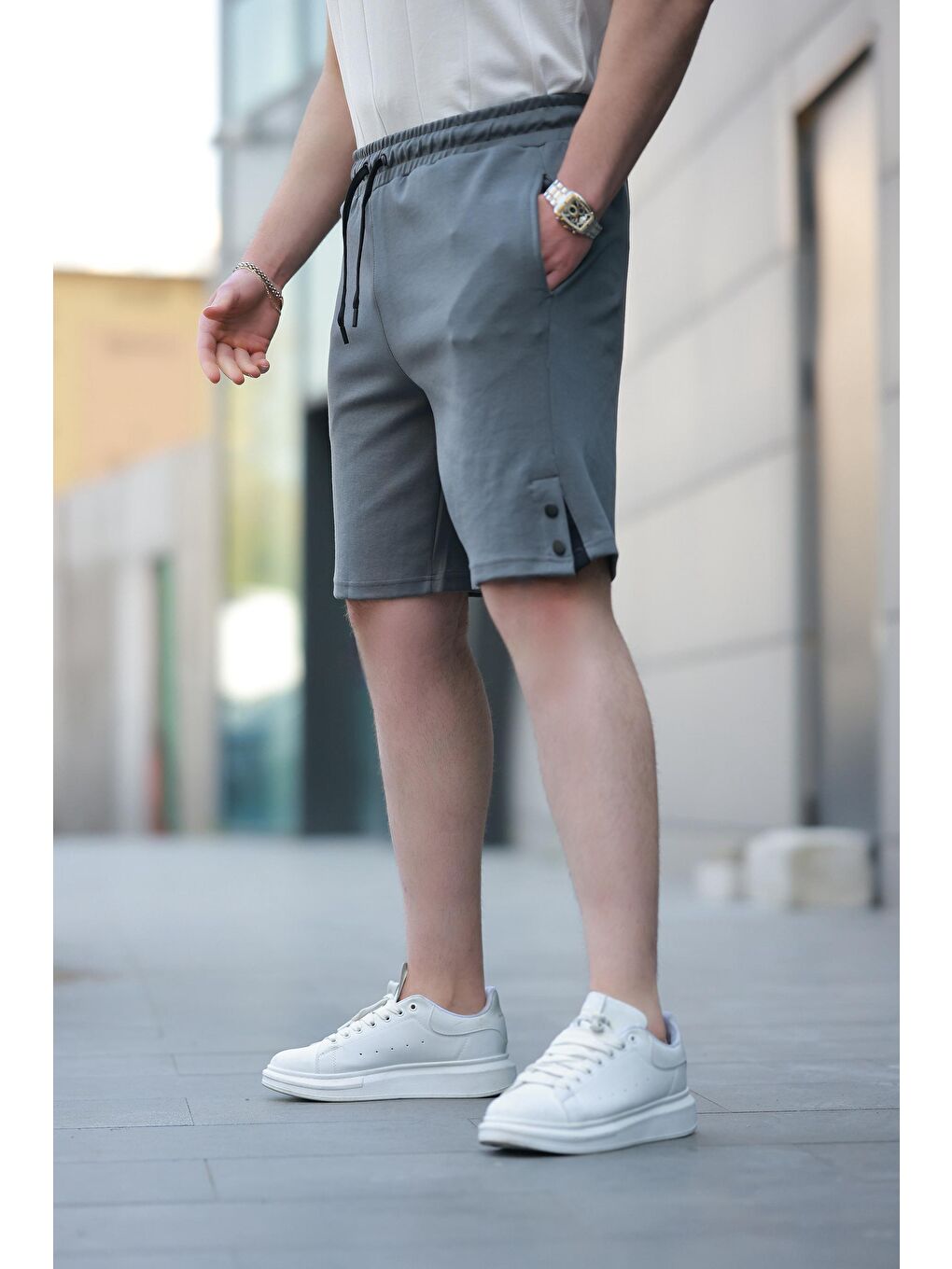 Gri Füme Basic Erkek Şort E6567-2