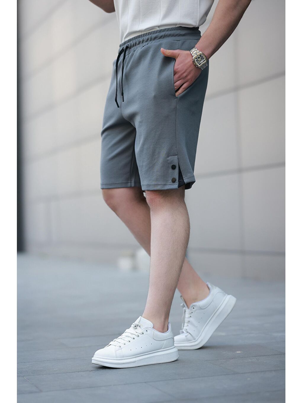 Gri Füme Basic Erkek Şort E6567-3