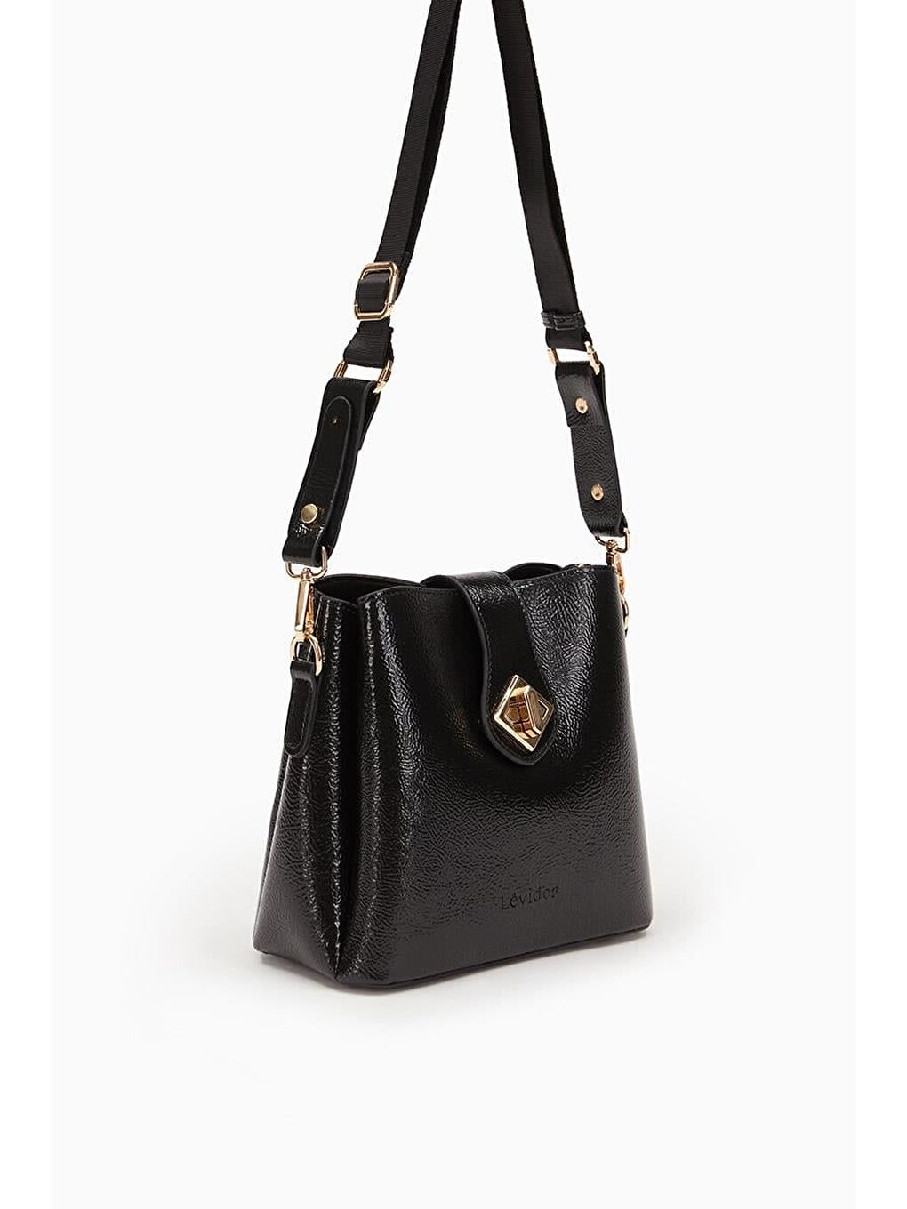 Siyah Kırışık Rugan Kadın Omuz Çantası 930167-1