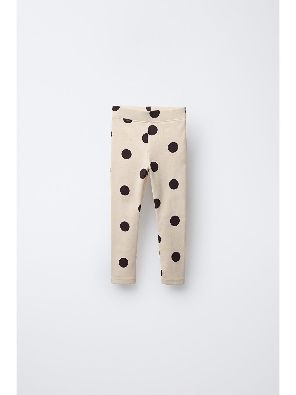 Ekru Kız Çocuk Pamuklu Bej Puantiye Desenli Sweatshirt Tayt Alt-Üst Takım-2