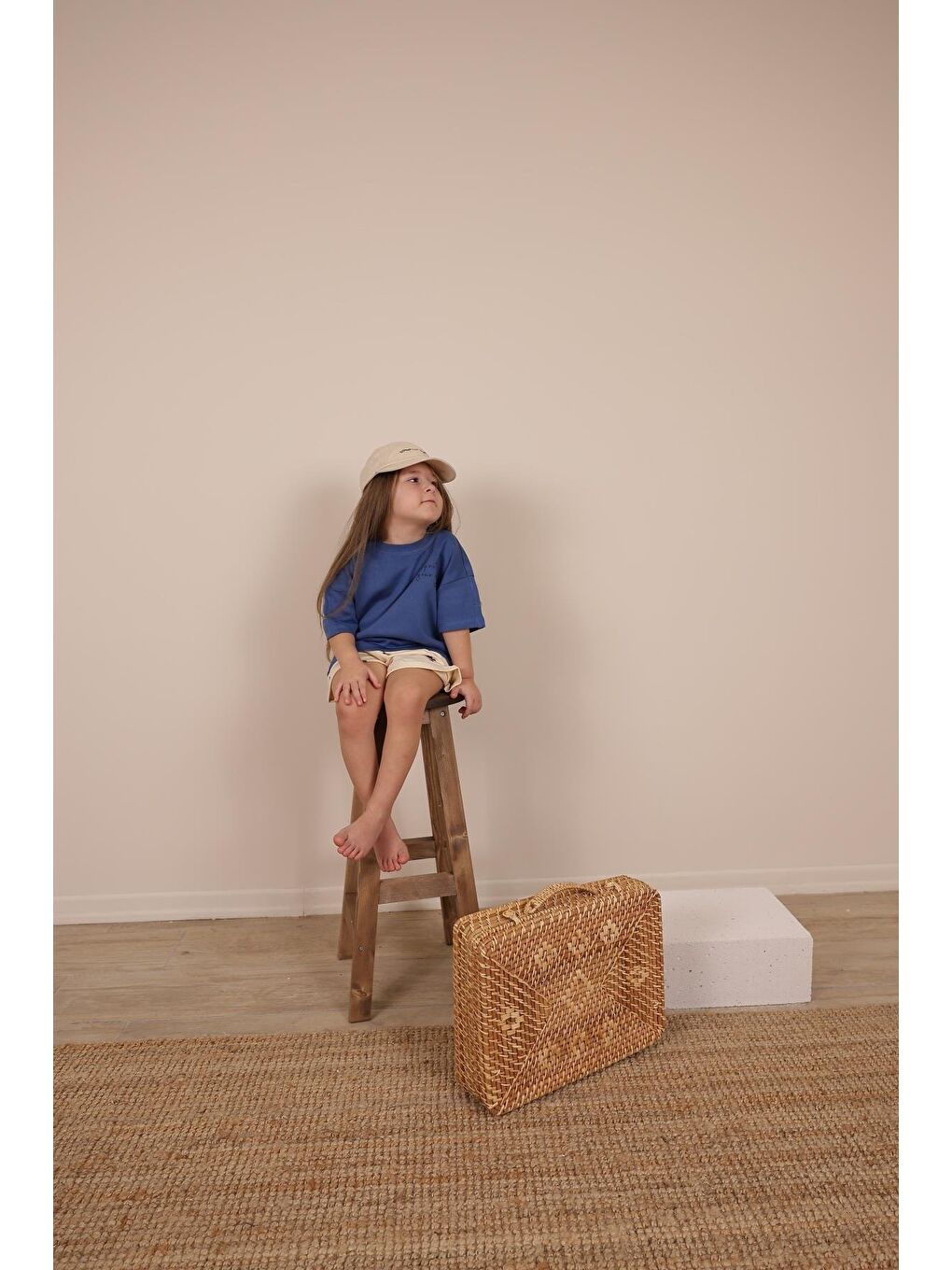 İndigo Nakışlı Oversize T-Shirt-6