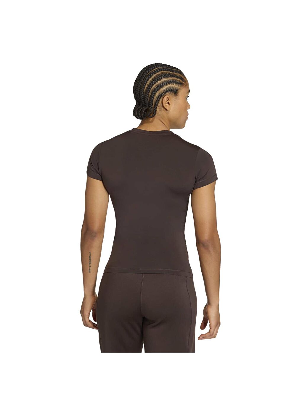 Power Essentials Workout Contour Kadın Kahverengi Yuvarlak Yaka Tişört-1