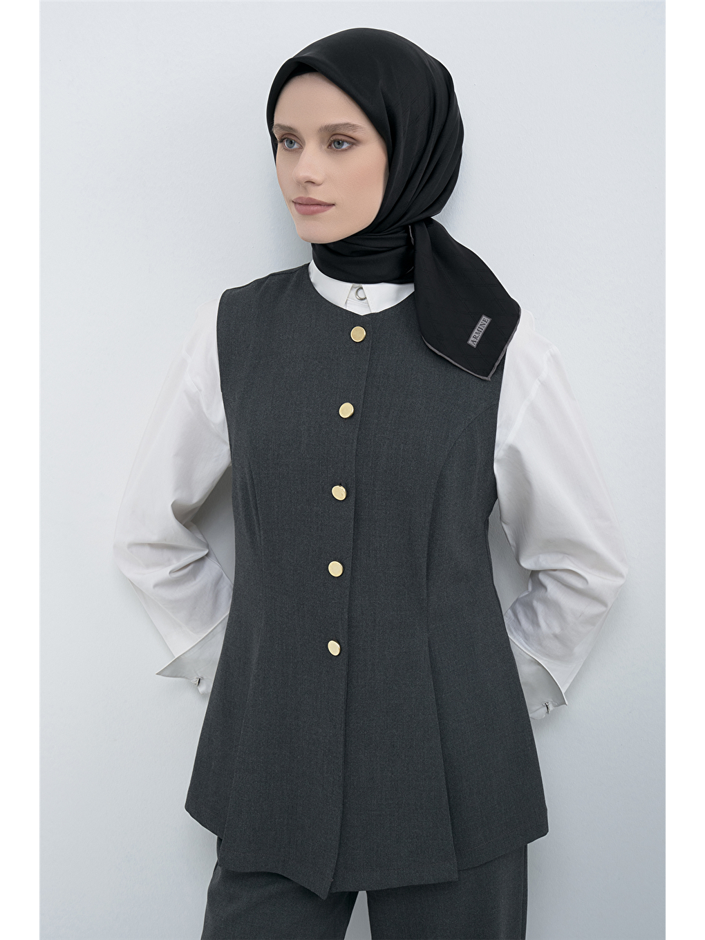 Siyah Jakarlı İpek Eşarp 2003D 20-1