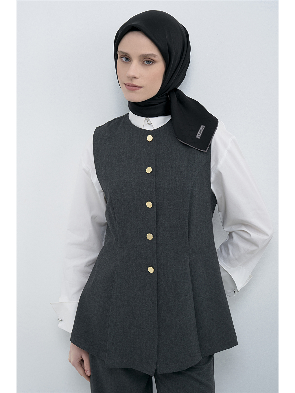 Siyah Jakarlı İpek Eşarp 2003D 20-2