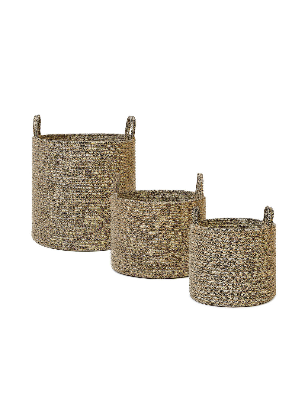 3'lü Siyah Kırçıllı Jüt Halat Sepet Set 26 x 22 / 35 x 27 / 40 x 40 cm-1