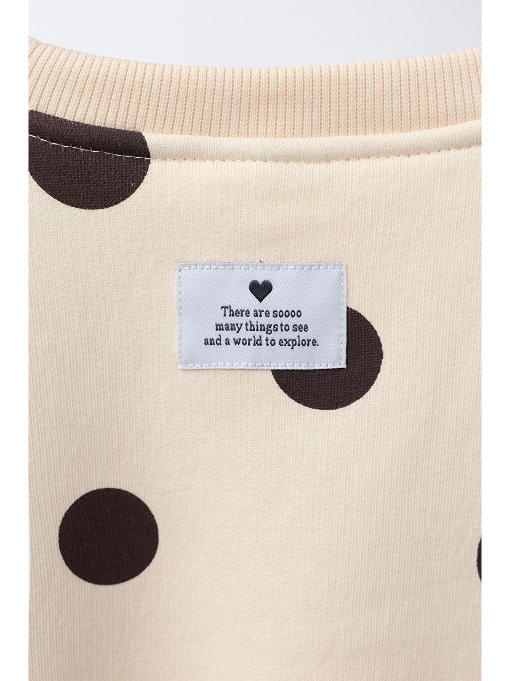 Ekru Kız Çocuk Pamuklu Bej Puantiye Desenli Sweatshirt Tayt Alt-Üst Takım-6