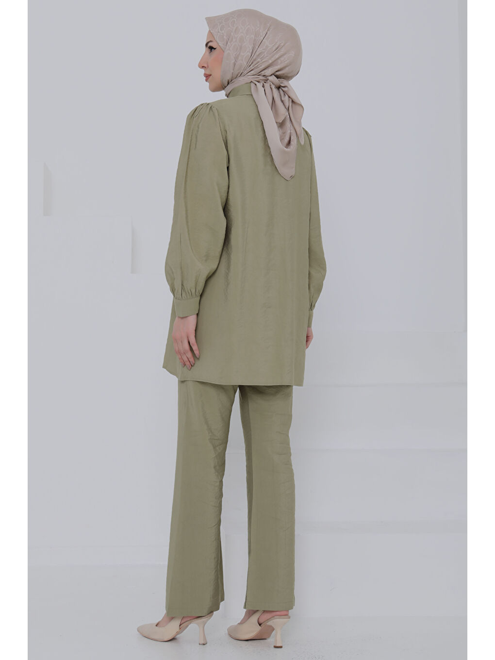 Modal Taşlı İkili Takım Haki - 27019-6