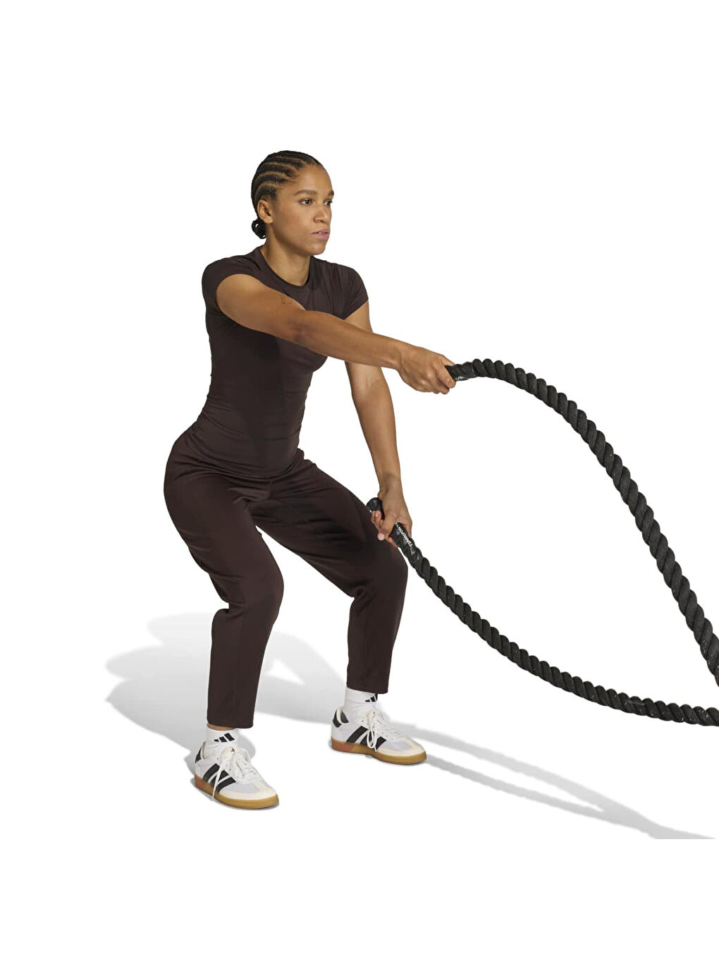 Power Essentials Workout Contour Kadın Kahverengi Yuvarlak Yaka Tişört-4