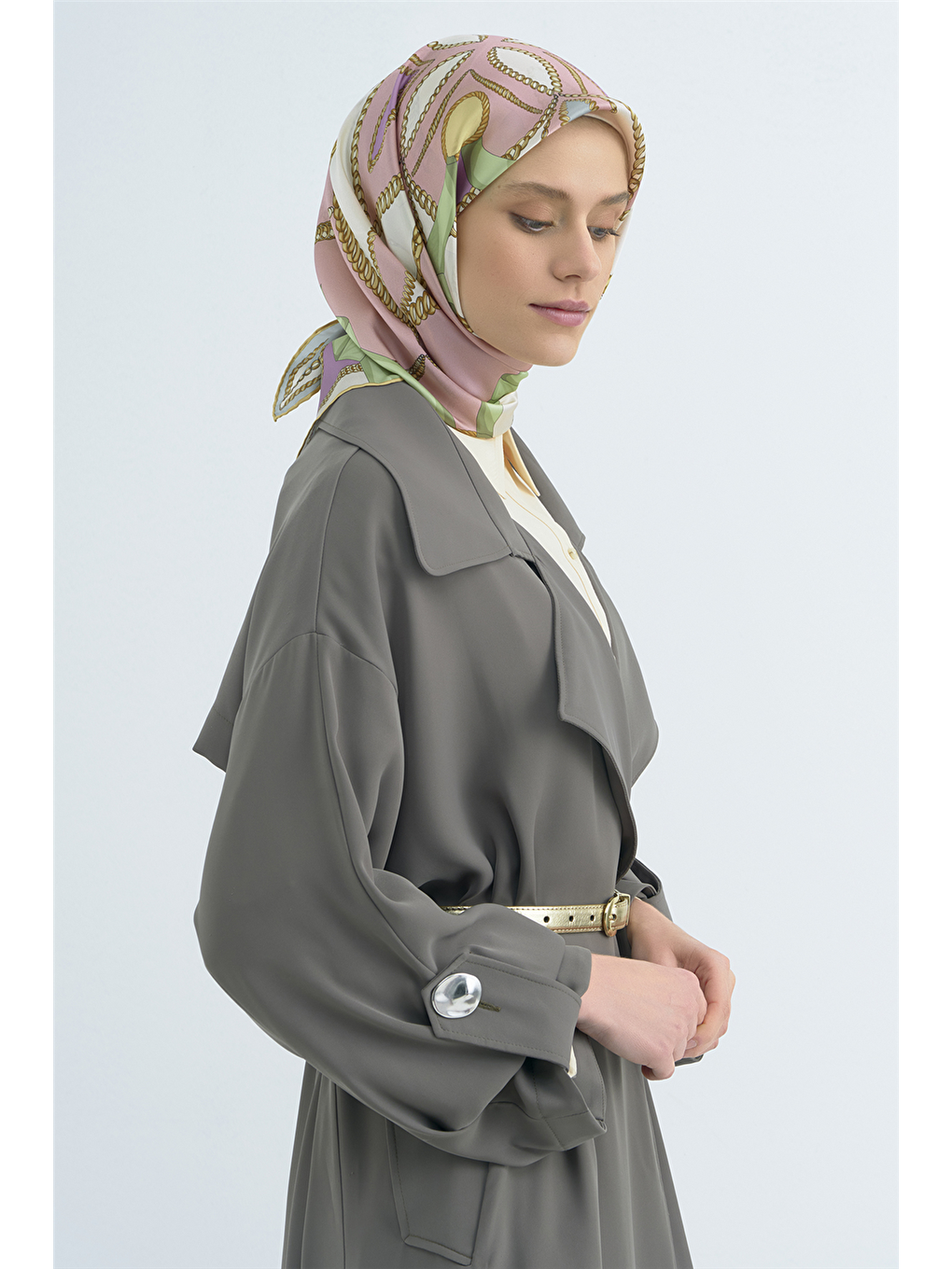 Pembe Saf İpek Sura Eşarp 9531D 05-1