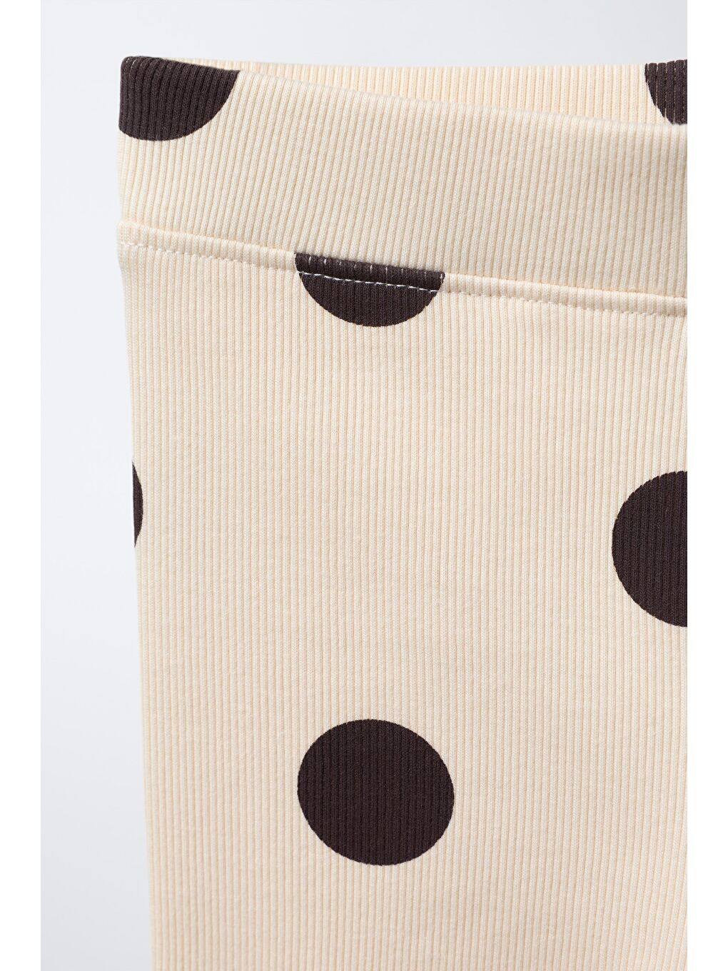 Ekru Kız Çocuk Pamuklu Bej Puantiye Desenli Sweatshirt Tayt Alt-Üst Takım-7