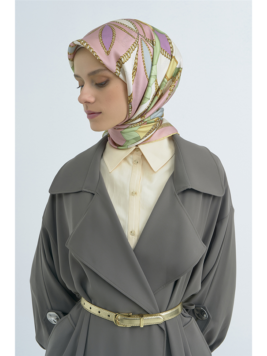 Pembe Saf İpek Sura Eşarp 9531D 05-2