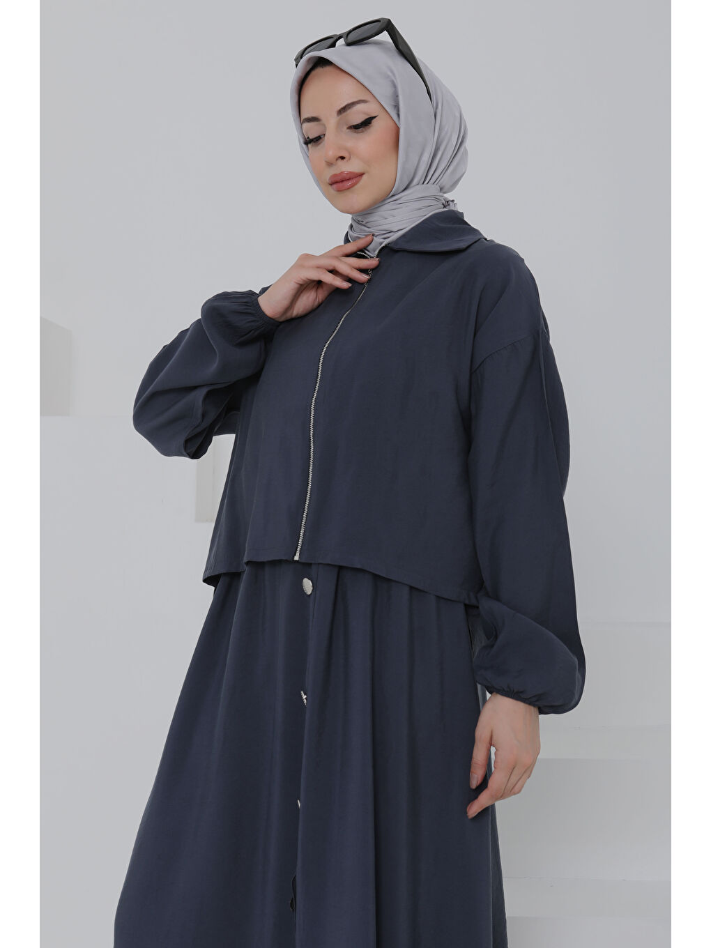 Gri Düğme Detaylı Takım Füme - 27010-5